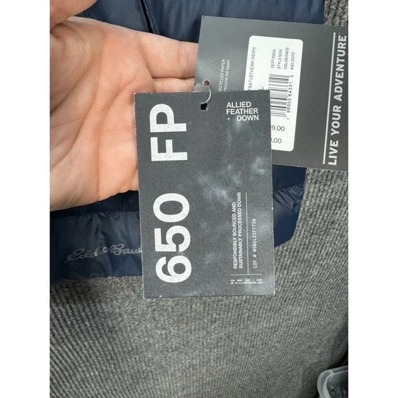 Eddie Bauer 650 FP StratusTherm Down Vest Womens XL Blue Puffer Full Zip NEW - Picture 2 of 11